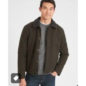 Banana Republic Moleskin Sherpa Quilt Lined Jacket in Dark Olive Men Large